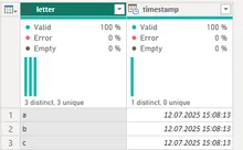 Base table with timestamp