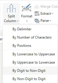 Split column to number and text part
