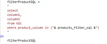 Filter product via SQL
