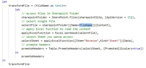 m code, with function that acceps file name