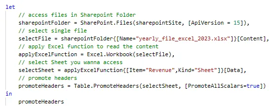 example of m code in advanced editor
