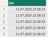 Evaluated timestamps within order