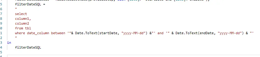 SQL with parametrized date range