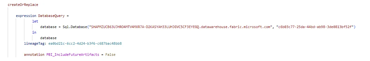 DirectLake on SQL in TMDL