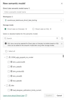 New semantic model window