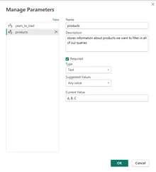 Products parameter