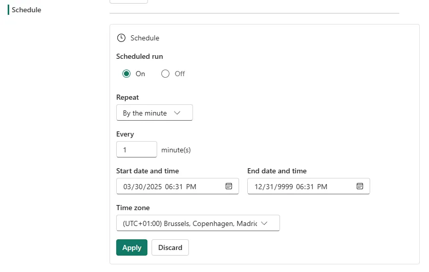 Schedule window