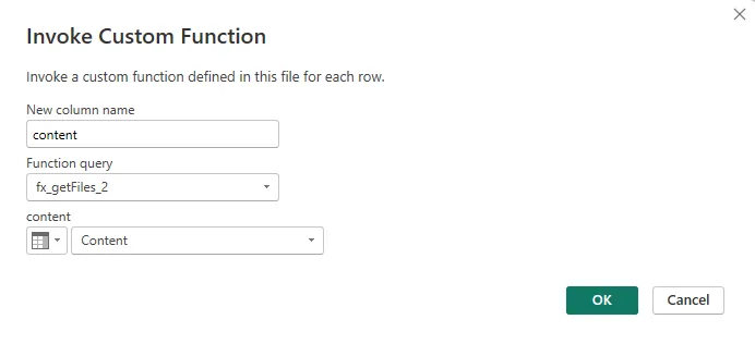 invoke custom function dialogue window